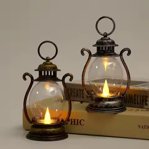 Vintage Portable Oil Lamp Christmas LED Night Light