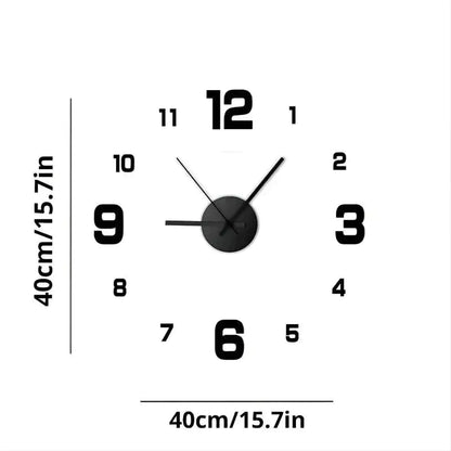 Large 3D Wall Clock – Acrylic Mirror Decor