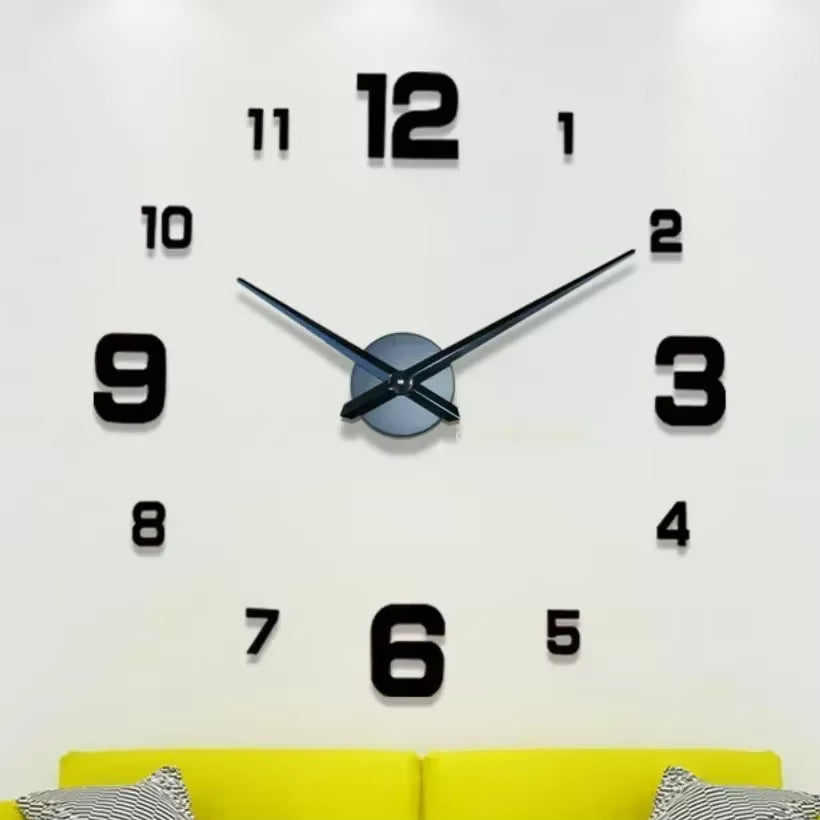 Large 3D Wall Clock – Acrylic Mirror Decor