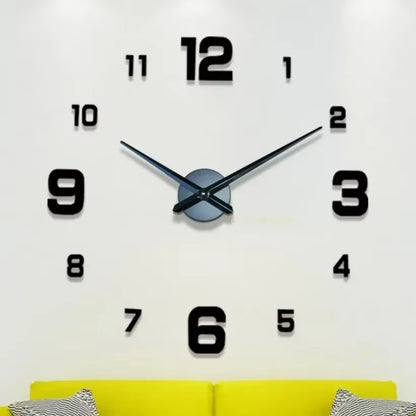 Large 3D Wall Clock – Acrylic Mirror Decor