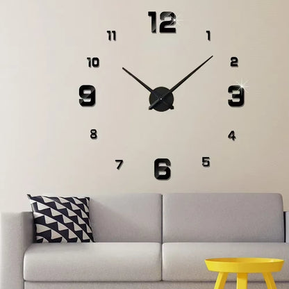 Large 3D Wall Clock – Acrylic Mirror Decor
