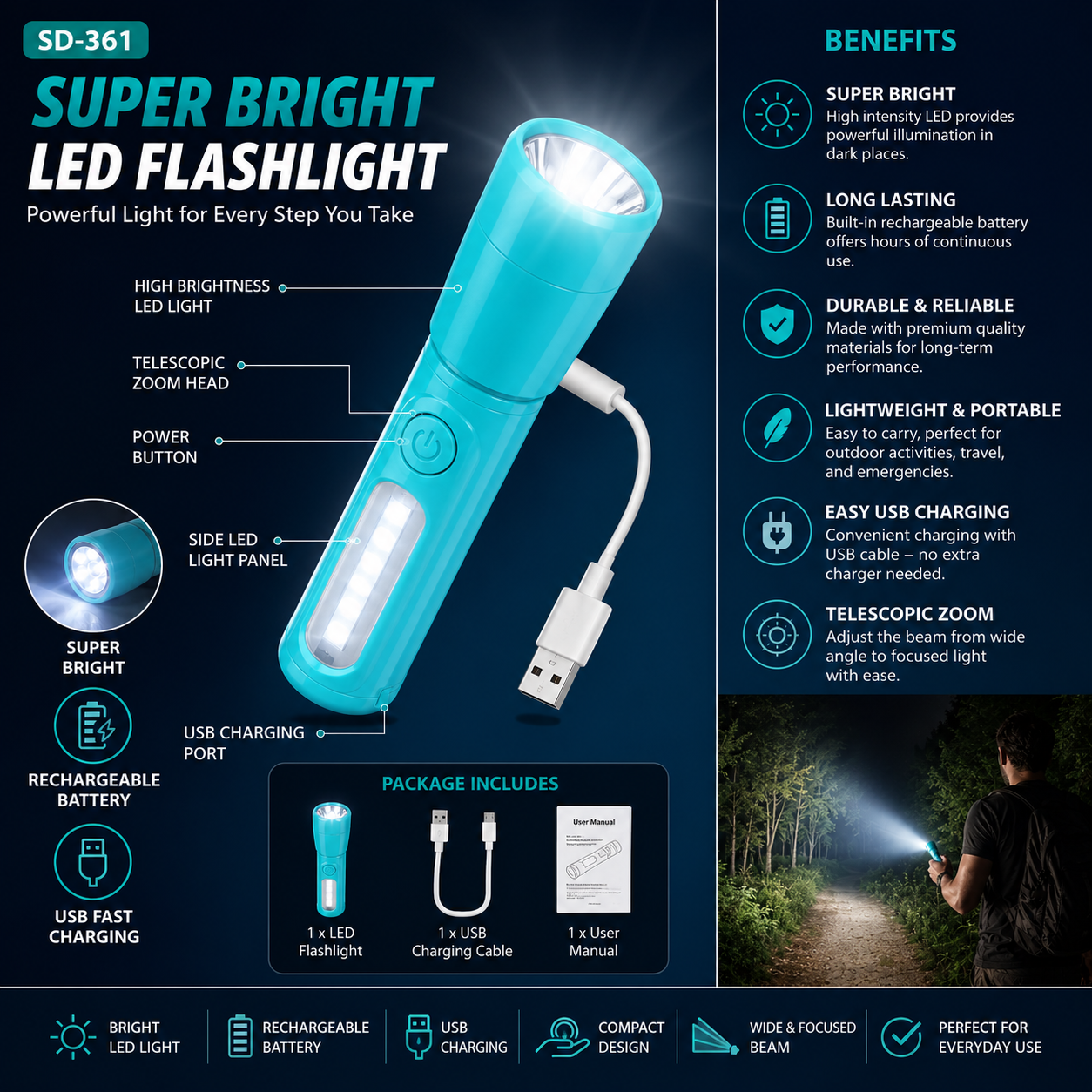 3-in-1 LED Emergency Light
